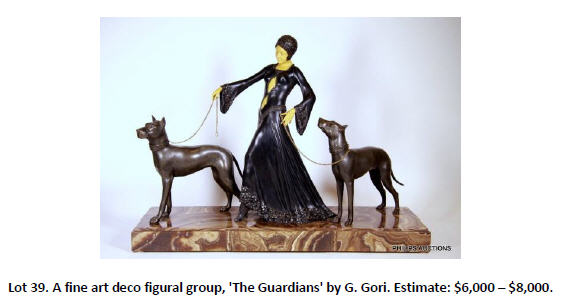 art deco figural group