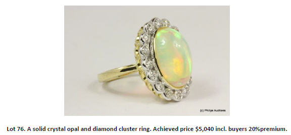 opal diamond cluster ring