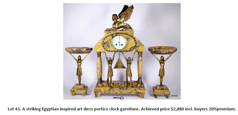 portico clock garniture